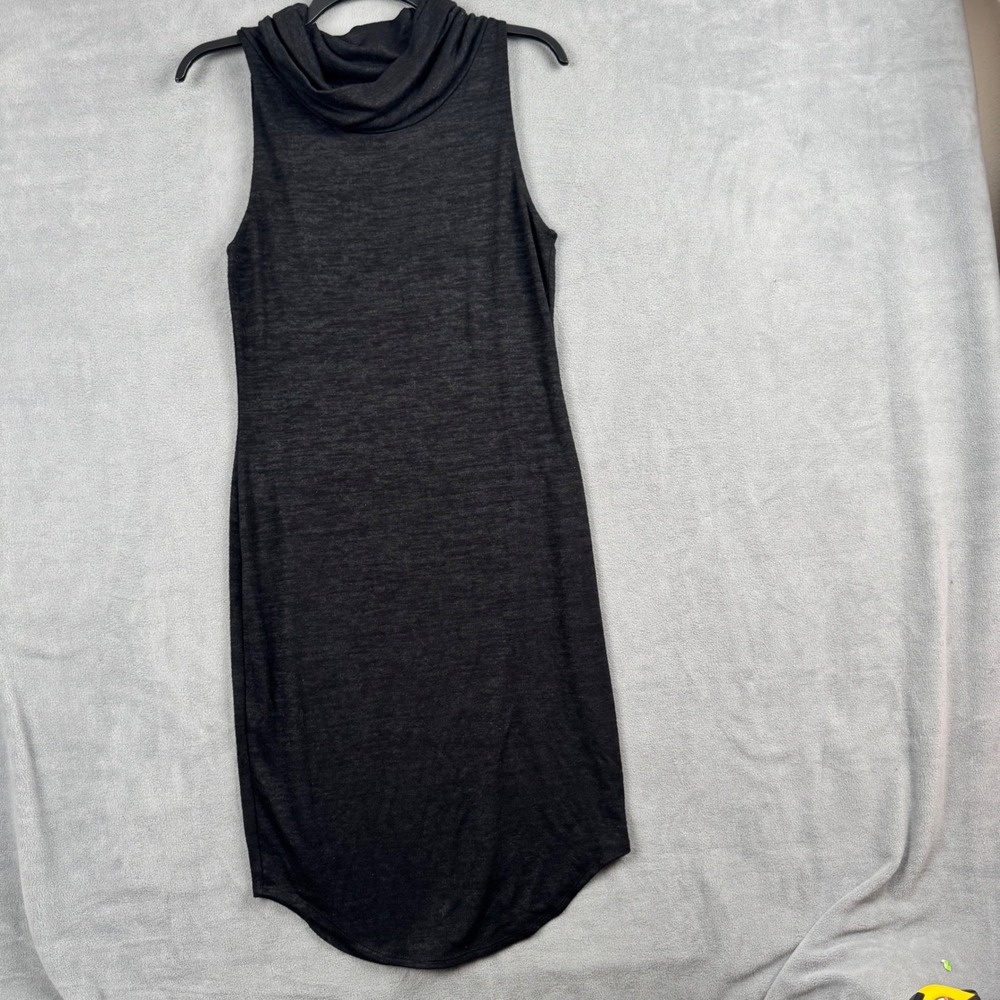 Leith Charcoal Heather Grey Cowl Neck Sleeveless Tulip Hem Midi Dress‎ Medium
